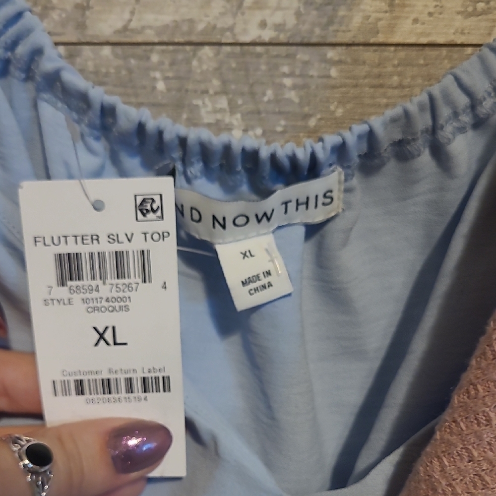 Blue Ruffle Sleeve Top - Picture 2 of 4